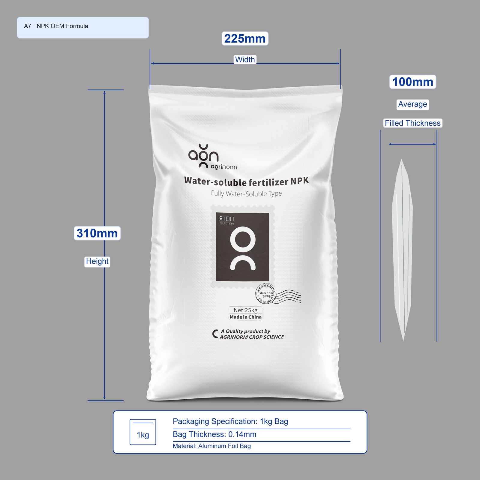 NPK OEM Formula 1kg bag dimensions