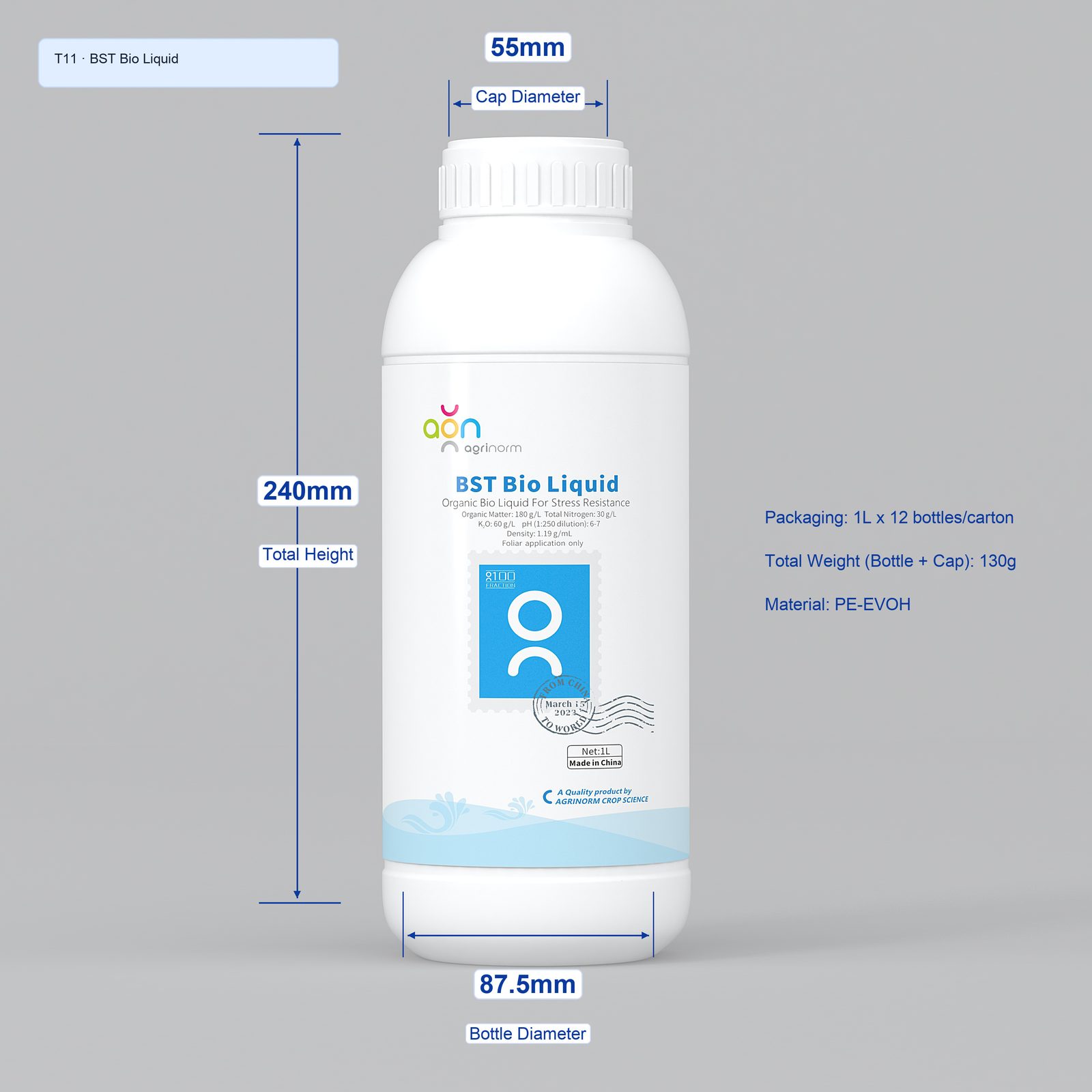 BST Bio Liquid 1L bottle dimensions