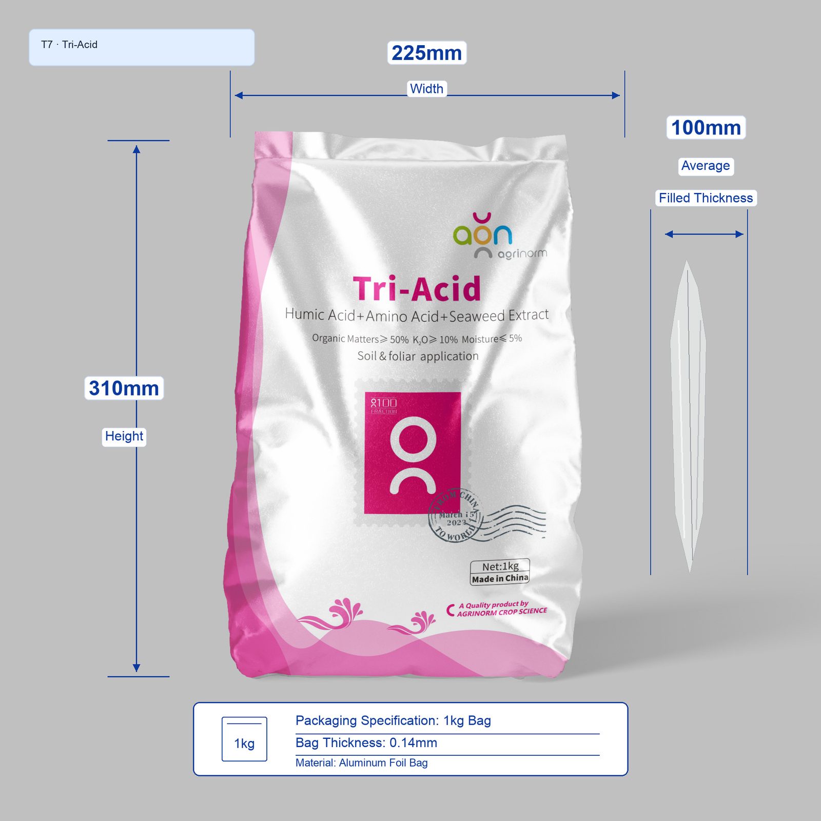 Tri-Acid 1kg bag dimensions
