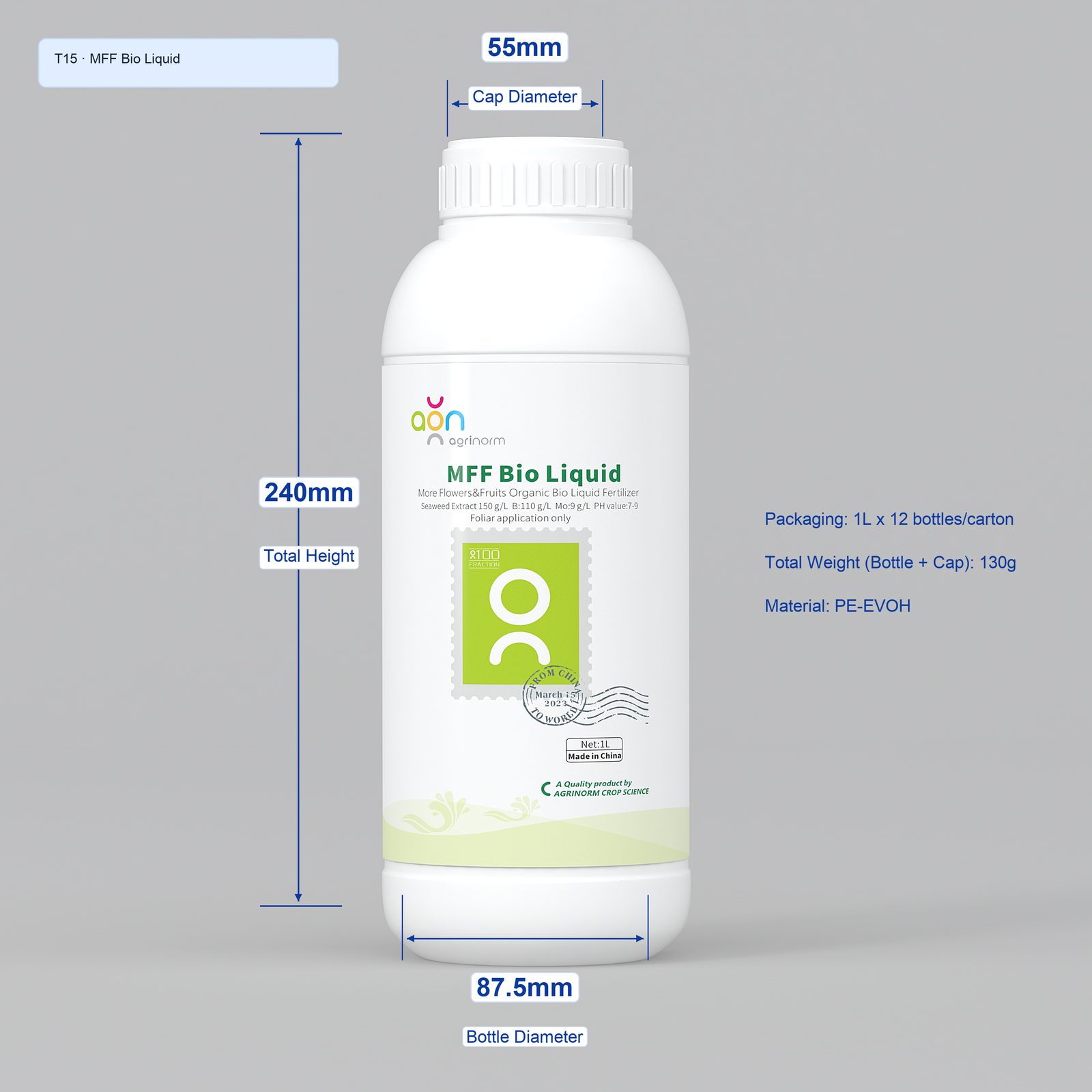 MFF Bio Liquid 1L bottle dimensions